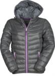 Women padded hooded jacket with sporty zip in contrast, two outside pockets, interior in contrasting colours Camouflage Black/Fucsia PAREPLICALADY.STC